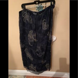 Beautiful Navy Paisley Silk Maxi Skirt